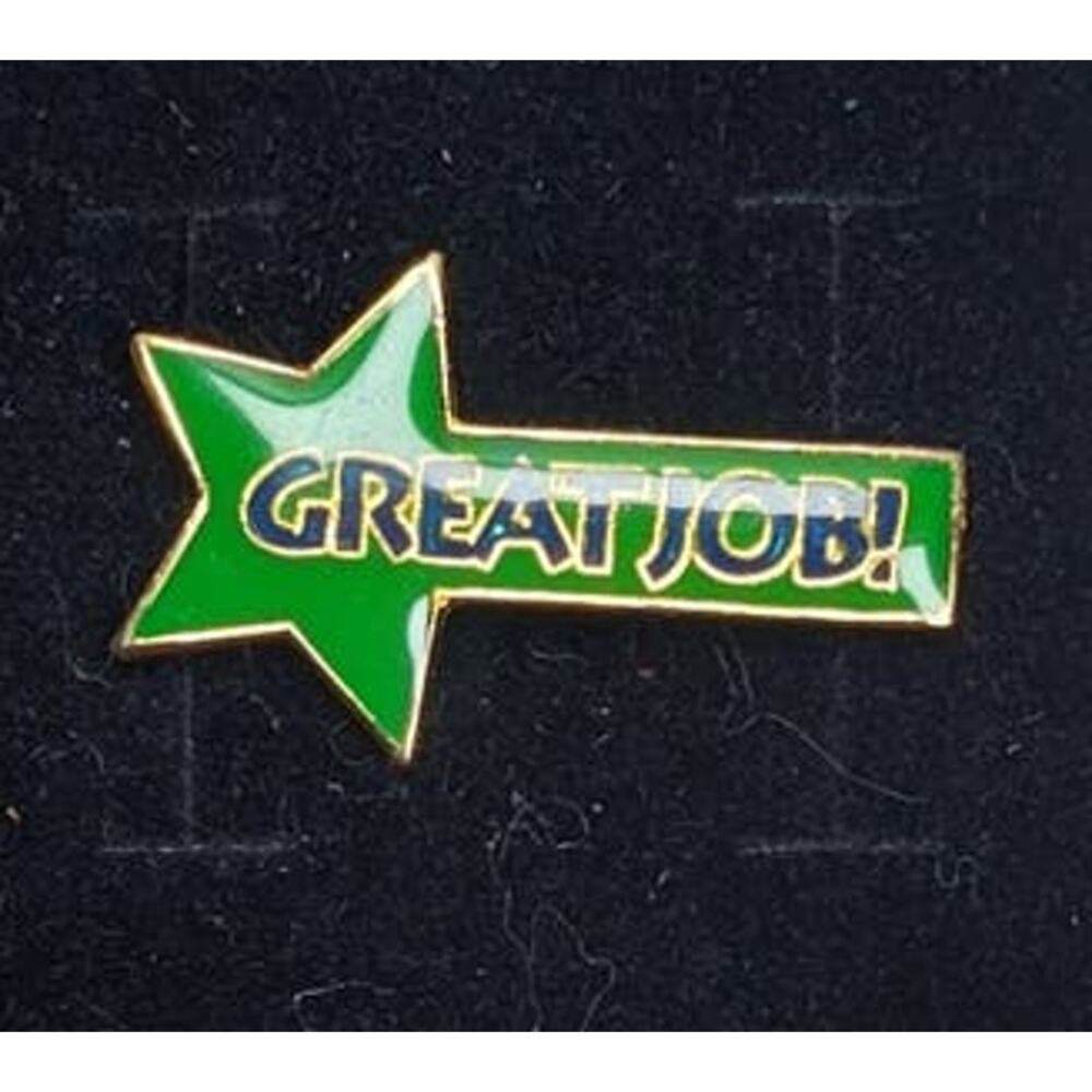 Shooting Star Great Job Pin for a Hat, Lapel, Lanyard, Jacket or Backpack